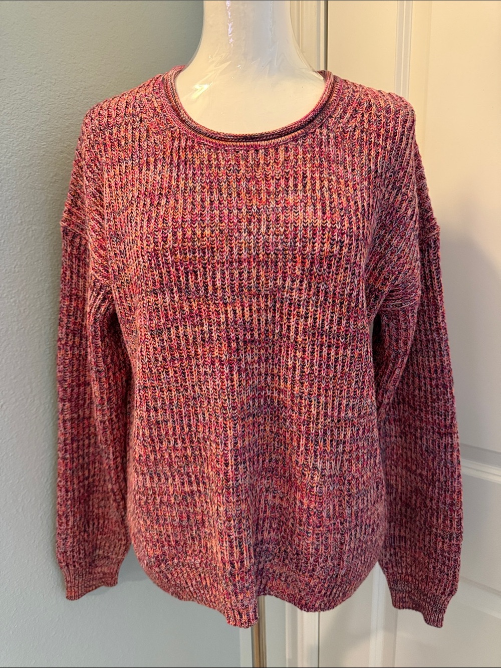 GAP Multicolor Pink Marled Crewneck Sweater